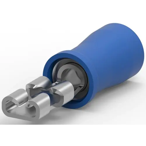 Isolierte Flachsteckhülse, 2,79 x 0,51 mm, 1,04 bis 2,62 mm², AWG 16 bis 14, Messing, verzinnt, blau, 640929-1 Neuheit