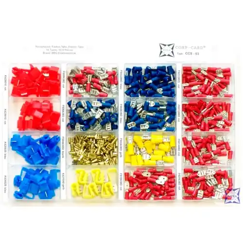 Kabelverbinder-Sortiment, Flachsteckhülsen/Flachstecker/Elektro-Tabs, 405-teilig, CCS-03 Zertifiziert