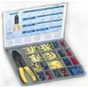 Kabelverbinder-Sortiment, Ringkabelschuhe/Flachstecker/Stoßverbinder/Kabelstift/1x Abisolierzange, 530-teilig, 725929 Echt