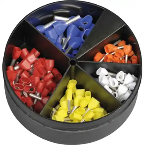 Doppel-Aderendhülsen-Sortiment, isoliert, 2x0,5 bis 2x2,5 mm², 225-teilig, V30SO000070 Nur Heute