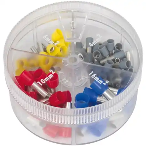 Heißes Angebot Aderendhülsensortiment, isoliert, 4,0 bis 16 mm², 100-teilig, 610 907