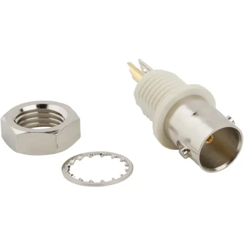 Echt BNC Einbaubuchse 75 Ω, Lötanschluss, gerade, 031-10-75RFXG2