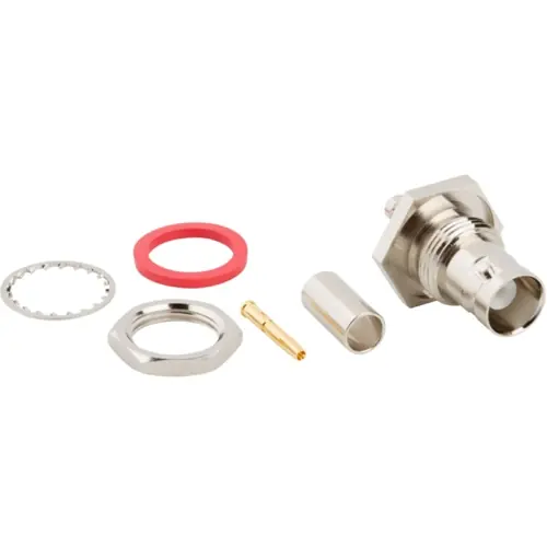 BNC Einbaubuchse 50 Ω, RG-58, RG-141, LMR-195, Belden 7806A, Belden 9311, Crimpanschluss, gerade, 031-342-RFX Begrenztes Angebot