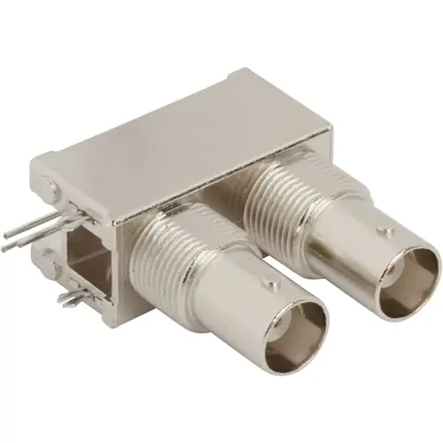 Angebot BNC Doppelbuchse 50 Ω, Lötanschluss, abgewinkelt, 031-6578