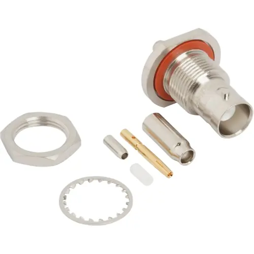 Super-Preis BNC Einbaubuchse 50 Ω, RG-174, RG-188, RG-316, LMR-100A, Belden 7805A, RG-174LL, Crimpanschluss, gerade, 031-318