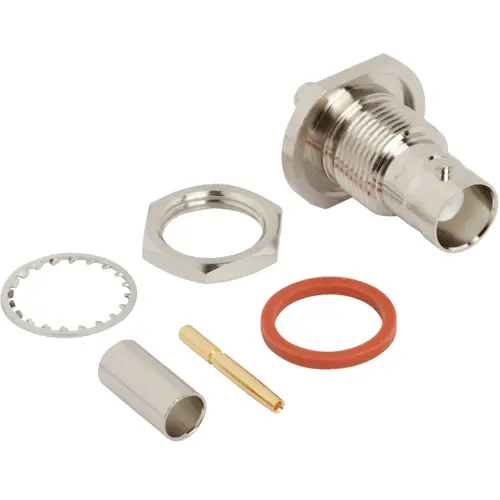 Direktkauf BNC Einbaubuchse 50 Ω, RG-58, RG-141, LMR-195, Belden 7806A, Belden 9311, Crimpanschluss, gerade, 031-342