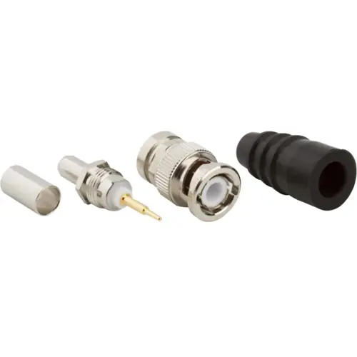 Geprüft BNC Stecker 50 Ω, RG-59, RG-62, Belden 8221, Belden 9228, Crimpanschluss, gerade, 031-359