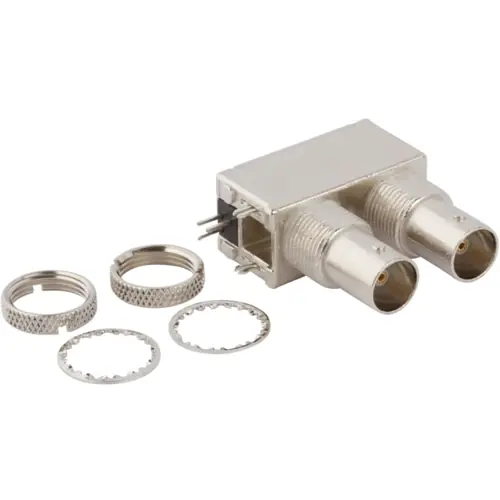 BNC Doppelbuchse 75 Ω, Lötanschluss, abgewinkelt, 031-6071 Highlight