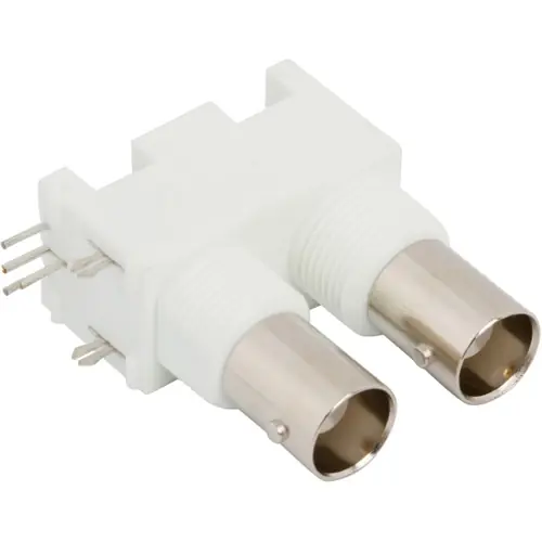 BNC Doppelbuchse 50 Ω, Lötanschluss, abgewinkelt, 031-6576 Neu