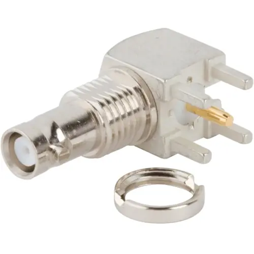 HD-BNC Einbaubuchse 50 Ω, Lötanschluss, abgewinkelt, 034-5024 Geprüft