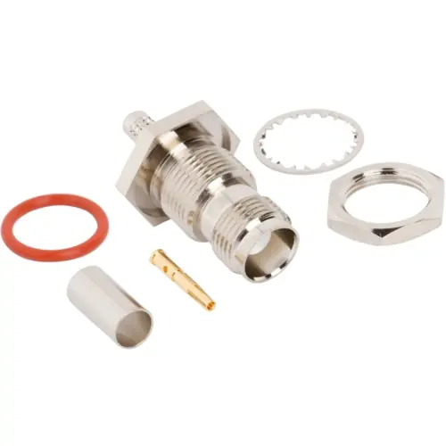 Ausverkauf TNC Einbaubuchse 50 Ω, RG-55, RG-142, RG-223, RG-400, Belden 83242, Crimpanschluss, gerade, 122479