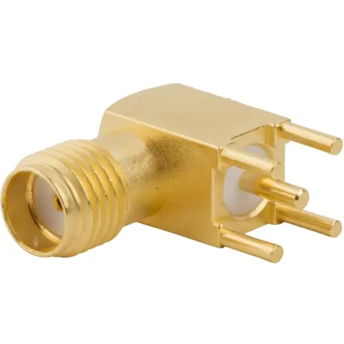 Schnäppchen SMA Einbaubuchse 50 Ω, Lötanschluss, abgewinkelt, 132225