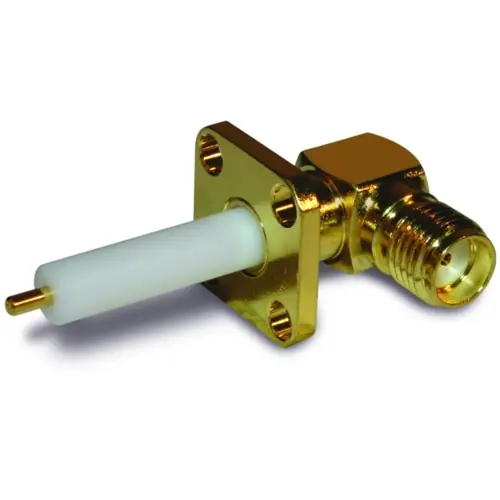 Sonderangebot SMA Flanschbuchse 50 Ω, Lötanschluss, abgewinkelt, 132318