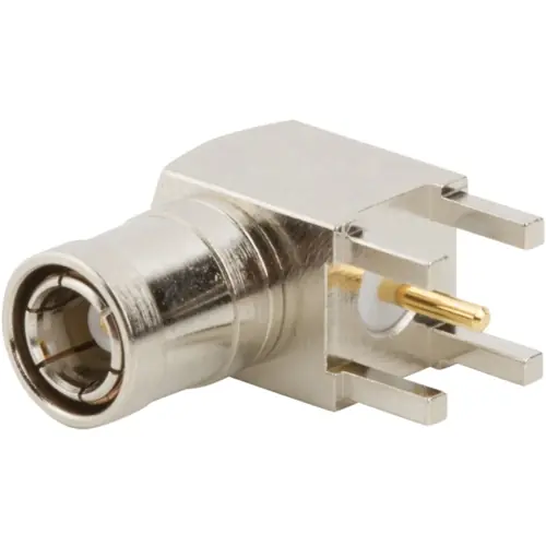 Schnäppchen SMB Stecker 50 Ω, Lötanschluss, abgewinkelt, 142140