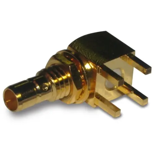 Mini-SMB Einbaubuchse 75 Ω, Lötanschluss, abgewinkelt, 142184-75 Sonderaktion