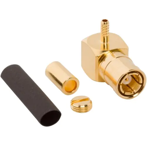 Markenware SMB Stecker 50 Ω, RG-178, RG-196, Belden 83265, Lötanschluss, abgewinkelt, 142195
