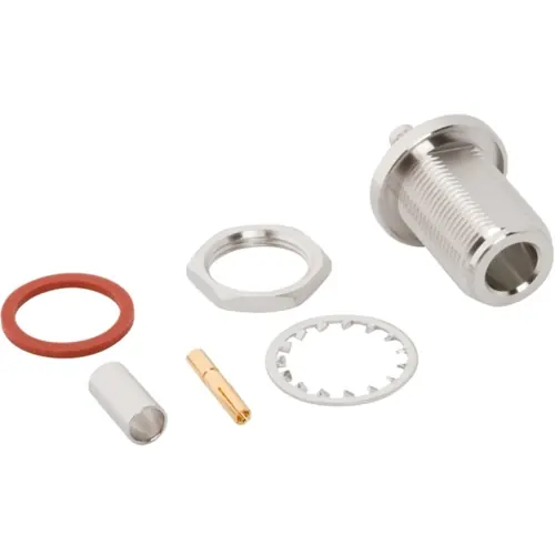 N Einbaubuchse 50 Ω, LMR-200, Belden 7807A, Crimpanschluss, gerade, 172217 Preis Gesenkt