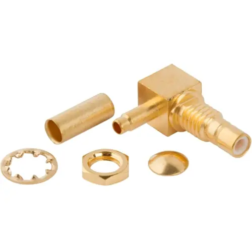 Kostenloser Versand SMB Einbaubuchse 50 Ω, RG-174, RG-188, RG-316, LMR-100A, Belden 7805A, RG-174LL, Lötanschluss, abgewinkelt, 903-422J-51A