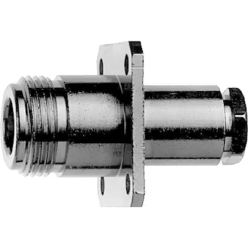 Ausverkauf N Flanschbuchse 50 Ω, RG-405, Belden 1671A, Löt/Löt, gerade, 100024090