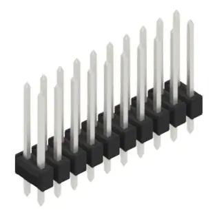 Stiftleiste, 20-polig, RM 2.54 mm, gerade, schwarz, 10055382 Markenware