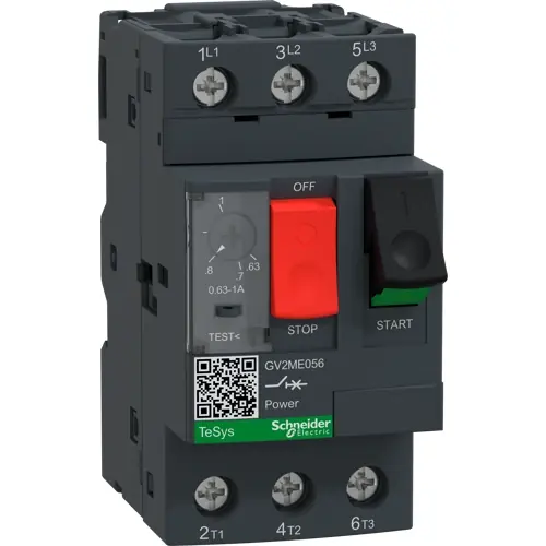 Super-Preis Motorschutzschalter, 3-polig, 630 mA bis 1 A, 0,55 kW, 1 A, Anschlussfahnen, GV2ME056