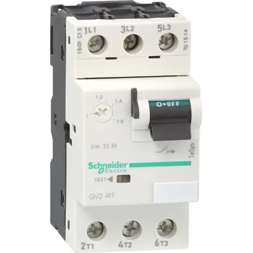 Transformatorschutzschalter, 3-polig, 4 bis 6,3 A, 2 kW, 6.3 A, Schraubanschluss, GV2RT10 Neu