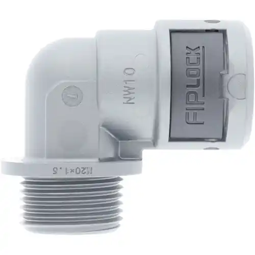 Expressversand 90° Schlauchverschraubung, M16, 10 mm, PA, IP66/IP67/IP68/IP69, grau, (L) 40.2 mm, 61804478