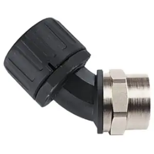 Zertifiziert 45° Schlauchverschraubung, M50, 36 mm, PA/Messing, vernickelt, IP66, schwarz, (L) 63 mm, 166-23804