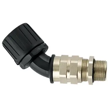 45° Schlauchverschraubung, M20, 17 mm, PA/Messing, vernickelt, IP66, schwarz, (L) 100 mm, 166-23904 Garantierte Lieferung