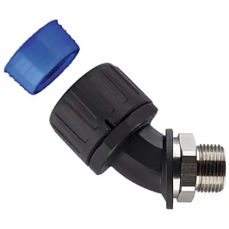 Neue Ware 45° Schlauchverschraubung, M50, 36 mm, PA/Messing, vernickelt/TPE, IP66/IP67/IP68/IP69K, schwarz, (L) 117 mm, 166-24304