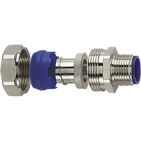 Preisreduziert Kompressionsverschraubung, M32, 32 mm, PA/Messing, vernickelt, IP66/IP67/IP68/IP69K, metall, (L) 45.8 mm, 166-32208