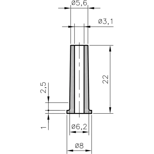 Kabeltülle, Kabel-Ø 3,1 mm, L 22 mm, Neopren, schwarz, 02530003010 Markenware