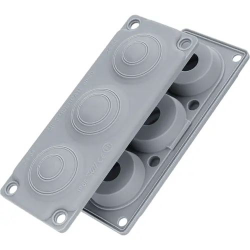 Kabeldurchführungsplatte, Kabel-Ø 8 bis 60 mm, TPE, grau, 18687PS117035 Garantierte Lieferung