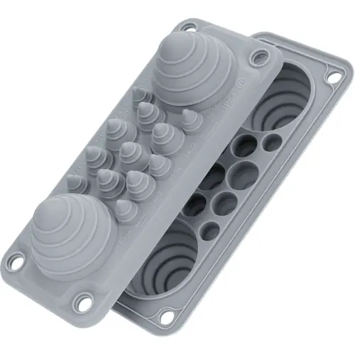 Preisreduziert Kabeldurchführungsplatte, Kabel-Ø 10 bis 54 mm, TPE, grau, 18694PS117035