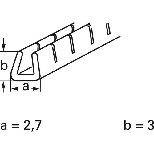 Kostenloser Versand Kantenschutzprofil, gezahnte Kante, (B x H) 2.7 x 3 mm, max. Klemmbereich 0.9 mm, PE, natur, GEE36F-C
